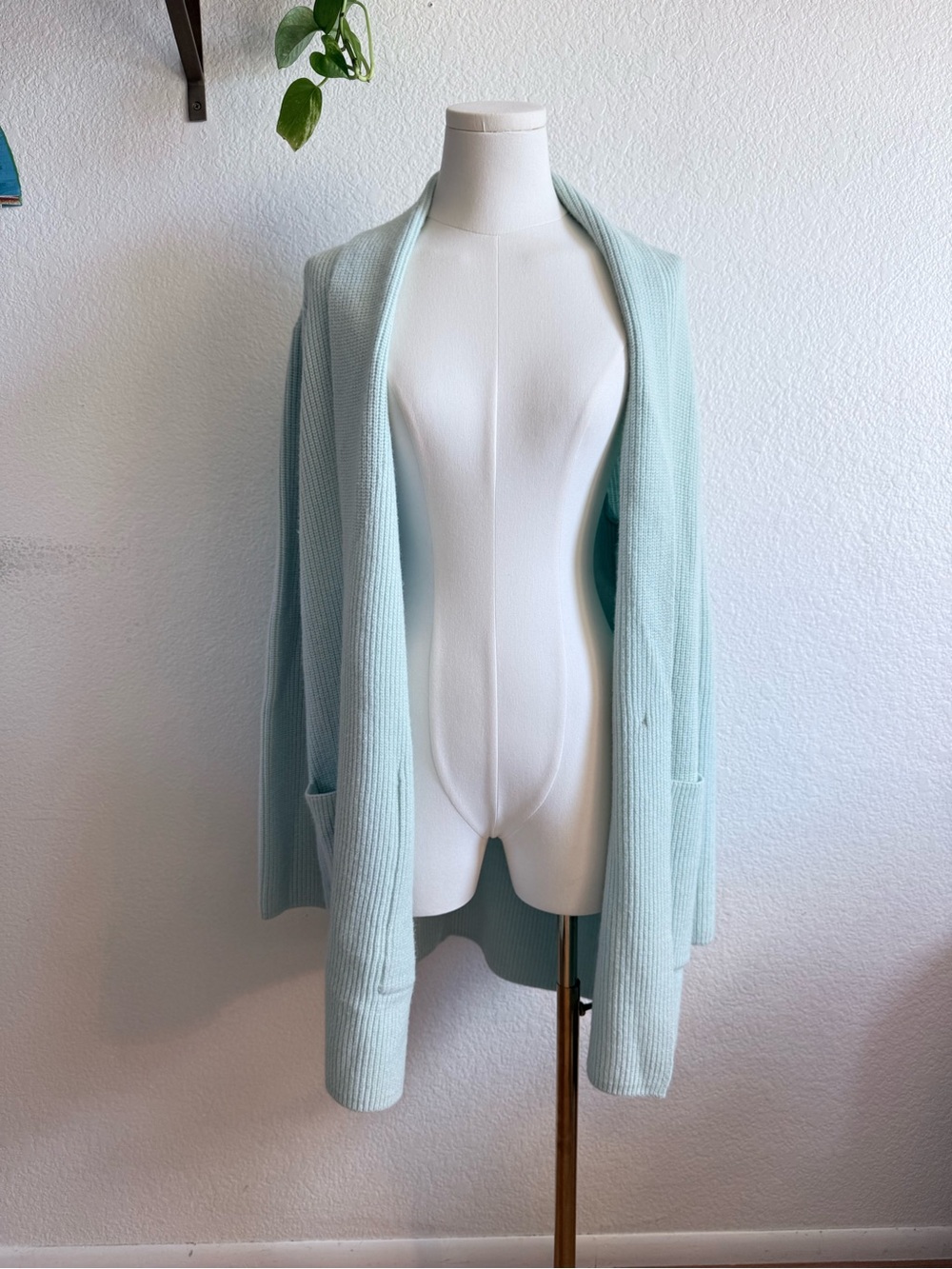 Ann Taylor Light Blue Lofty Knit Shawl Collar Cardigan Sweater Size M